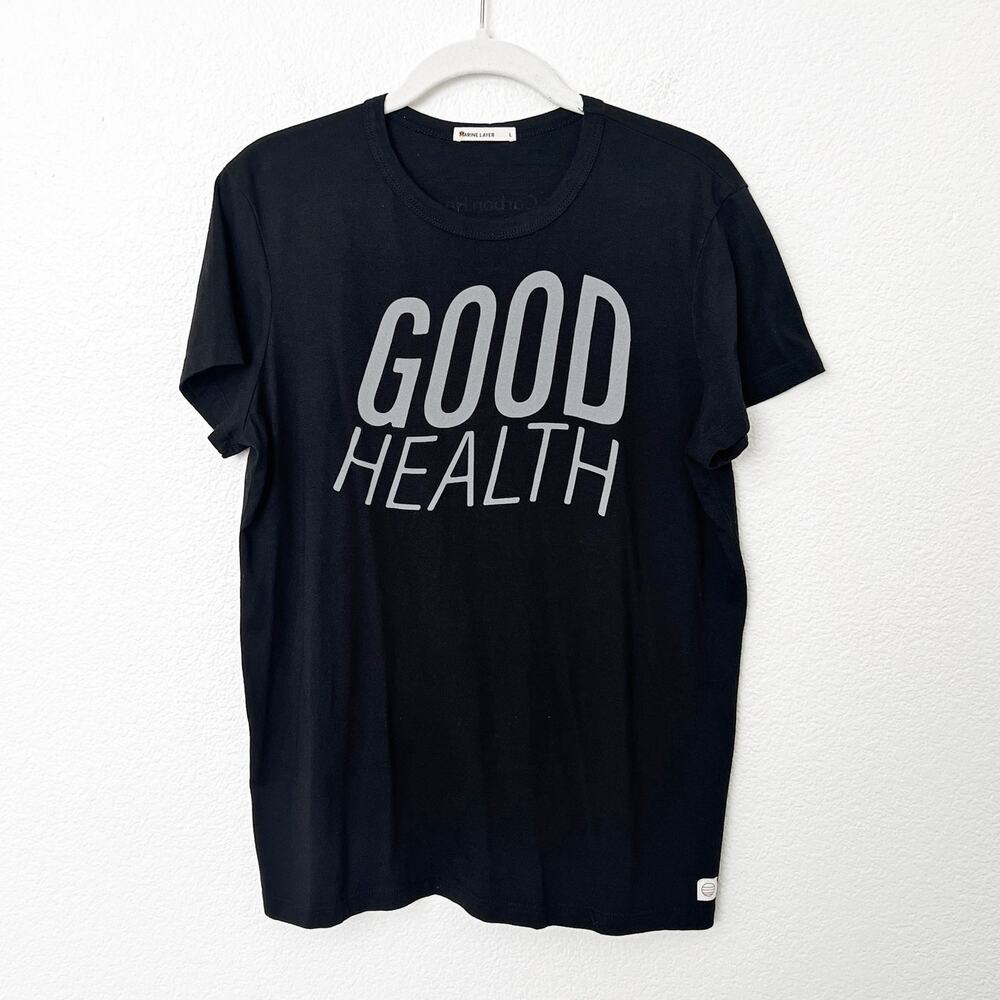 [Marine Layer] Black Good Health Graphic Tee Crew Neck Short Sleeves Sz Large L